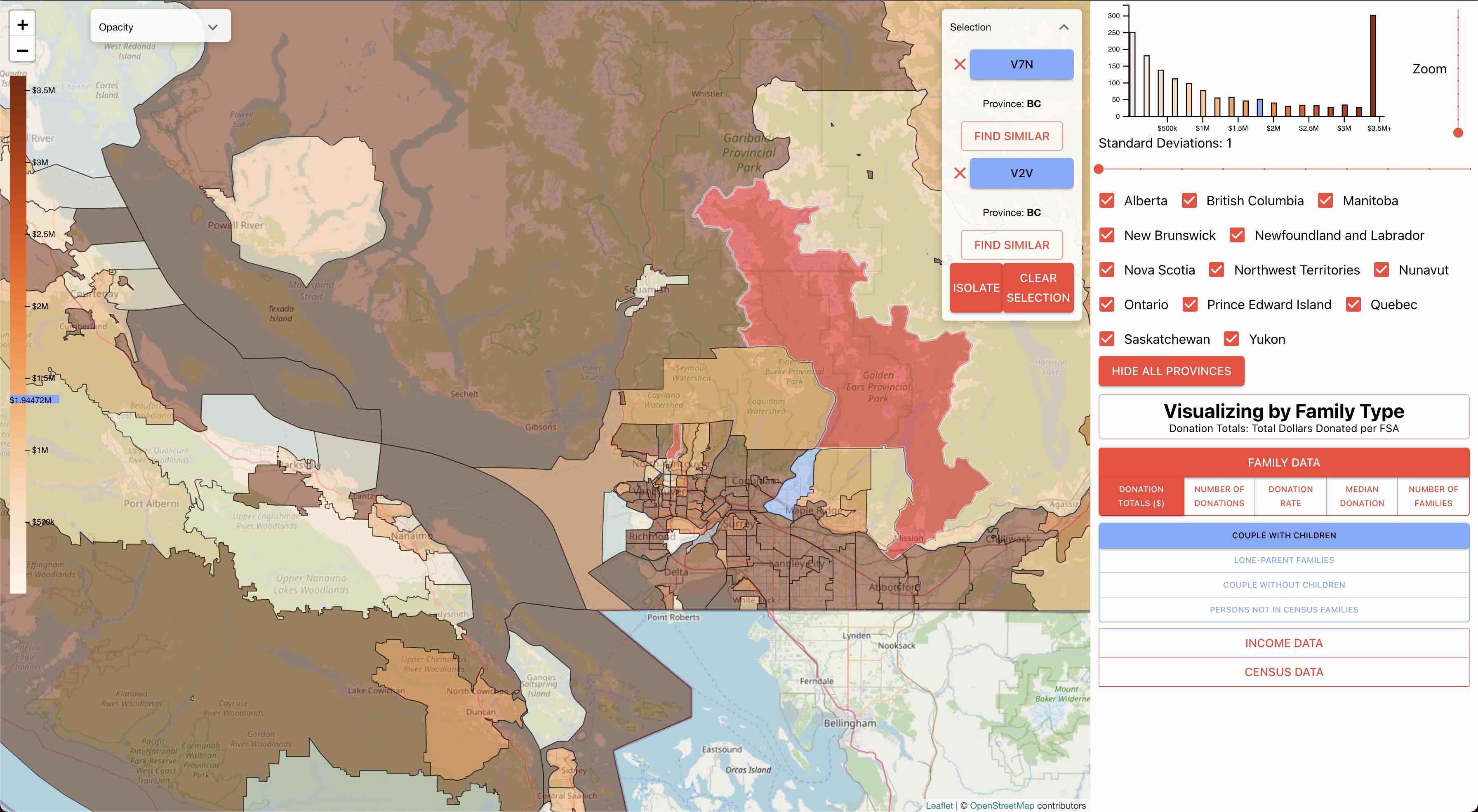 An interactive dashboard for non-profits to explore census and donor data for demographic insights